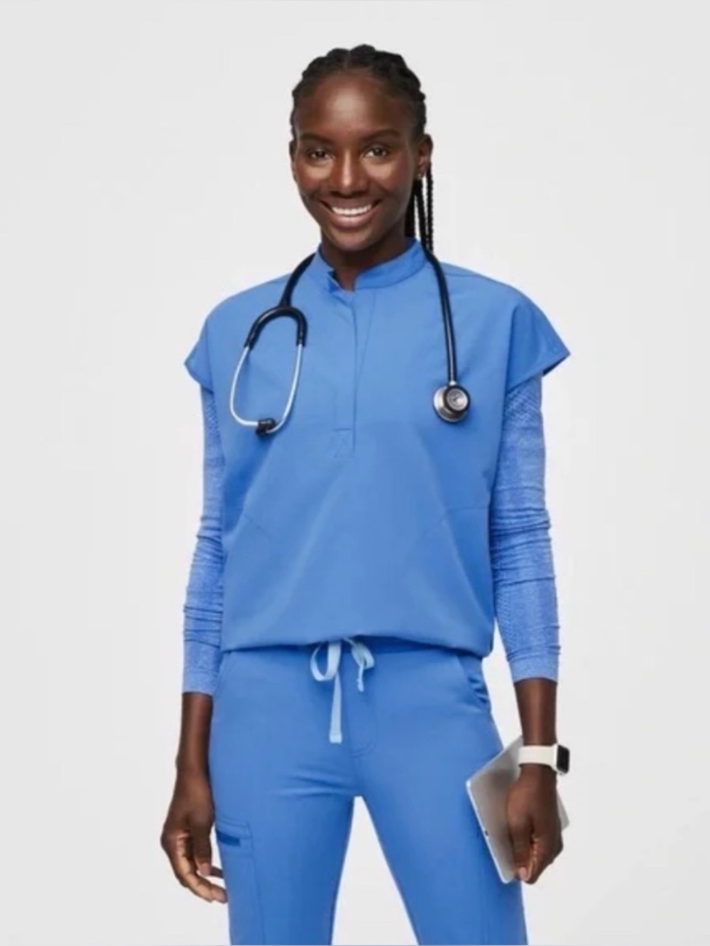 New Figs Rafaela Oversized Scrub Top Capri Blue size XXS - Picture 1 of 5